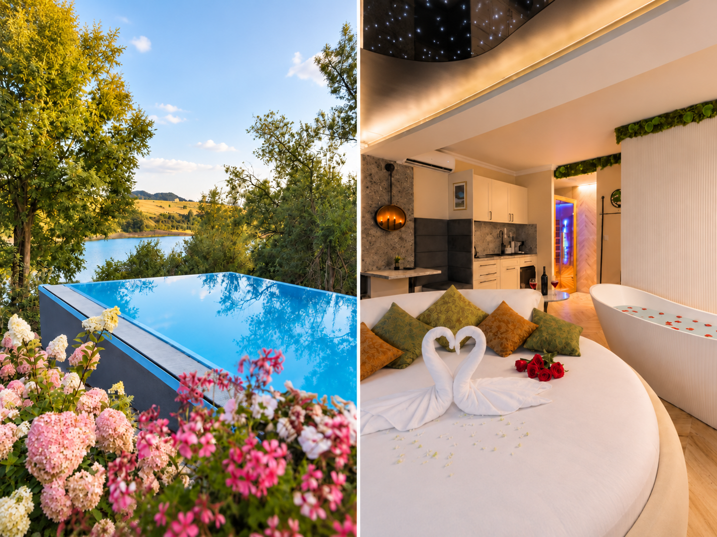 Apartament nr 10 PREMIUM – okrągłe łóżko, sauna, wanna, widok na góry i jezioro